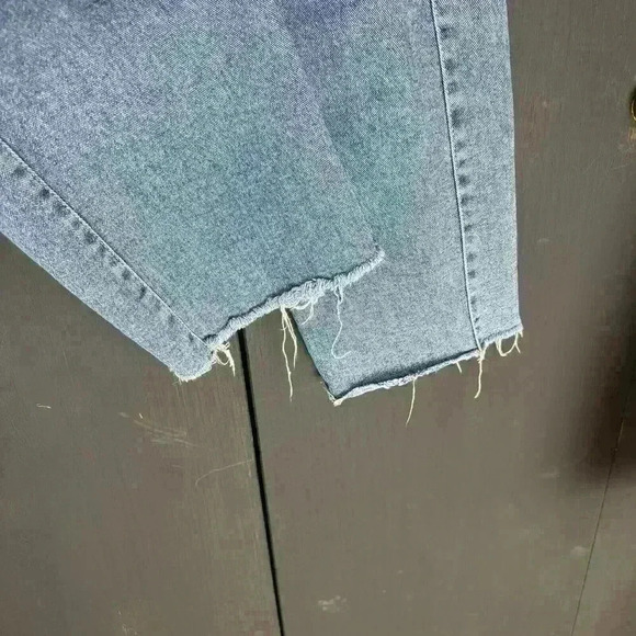 Coca Realdeni Korea 32 Jeans Cropped Frayed Thick Womens Pants Denim Trendy‎ - Picture 10 of 13